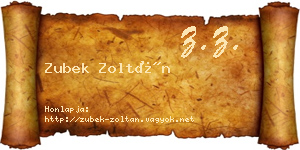 Zubek Zoltán névjegykártya